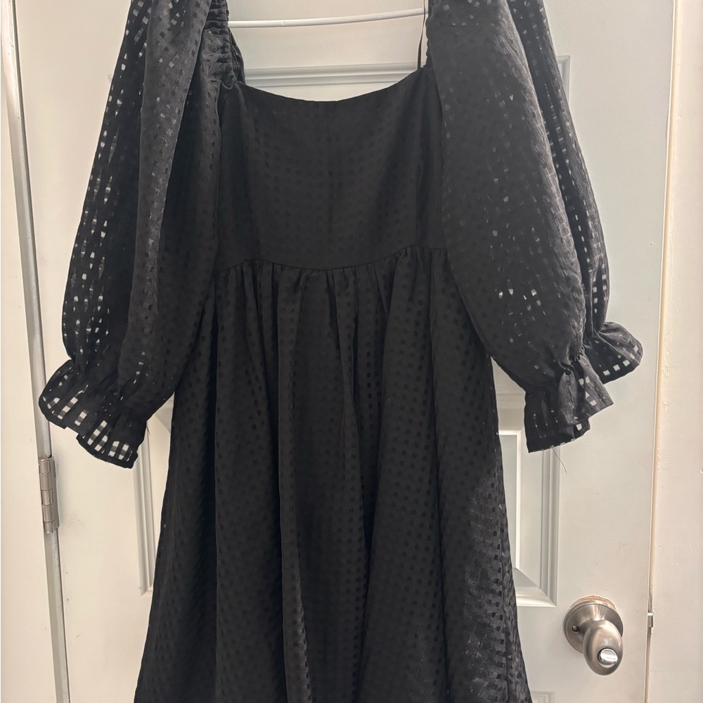 Elegant Black Gingham Dress